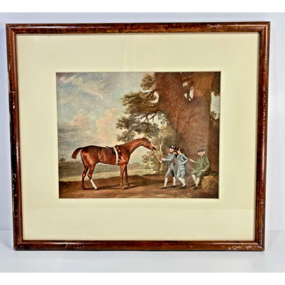 Vintage George Stubbs Eclipse Racehorse Print Framed Equestrian Wall Art 13x11.5